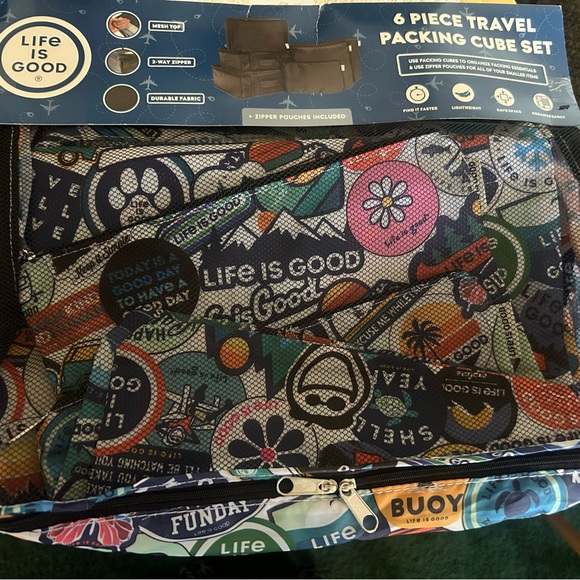 Life is Good packing cubes 6 Graphic Print Set! New! - Picture 5 of 6